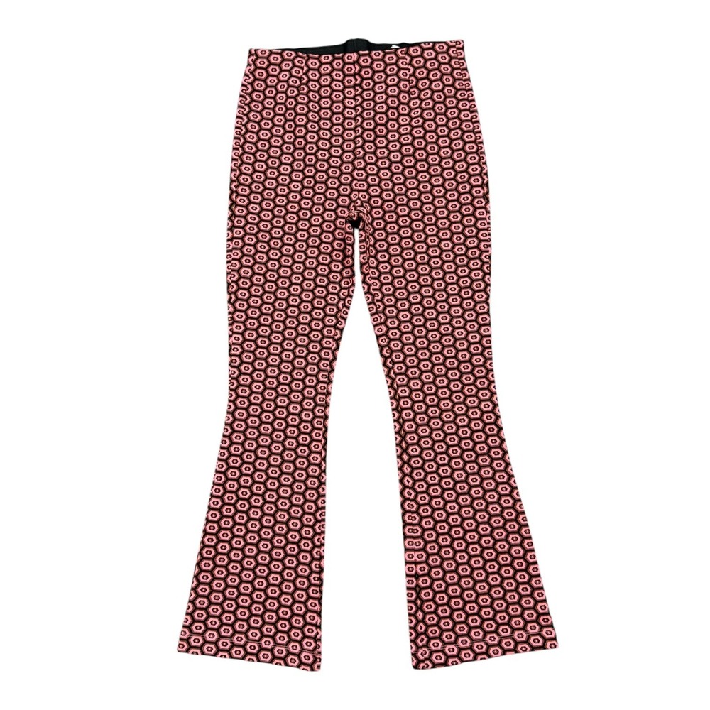 Zara 70s Style Groovy Geometric Print High Waisted Flare Pants Boho Size Medium